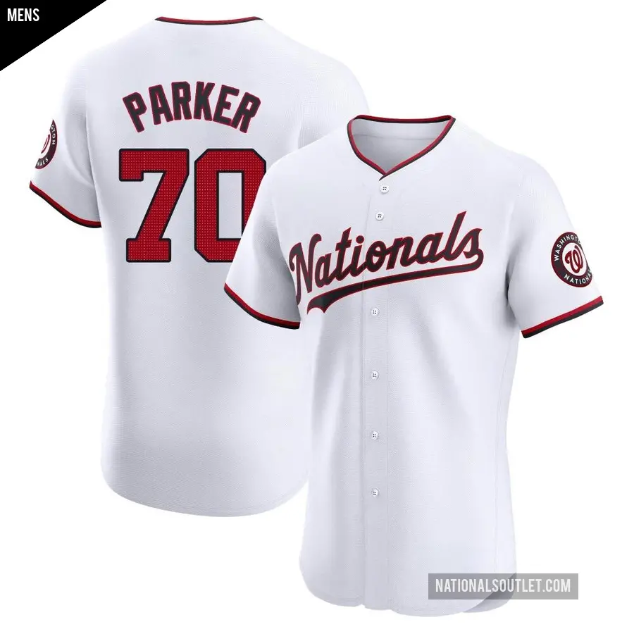 Men's Washington Nationals ＃70 Mitchell Parker Elite White Home Jersey