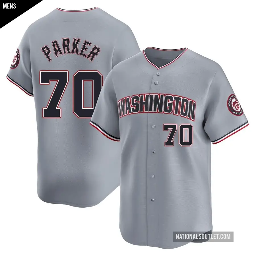 Men's Washington Nationals ＃70 Mitchell Parker Limited Gray Road Jersey