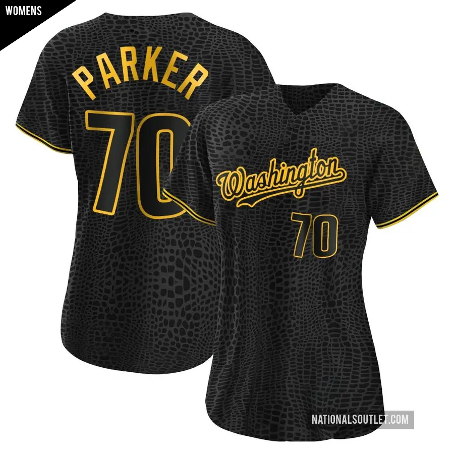 Women's Washington Nationals ＃70 Mitchell Parker Authentic Black Snake Skin City Jersey