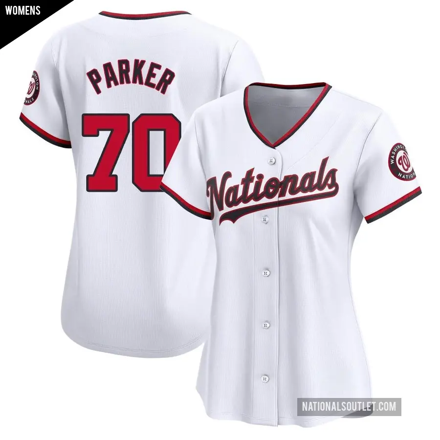 Women's Washington Nationals ＃70 Mitchell Parker Limited White Home Jersey