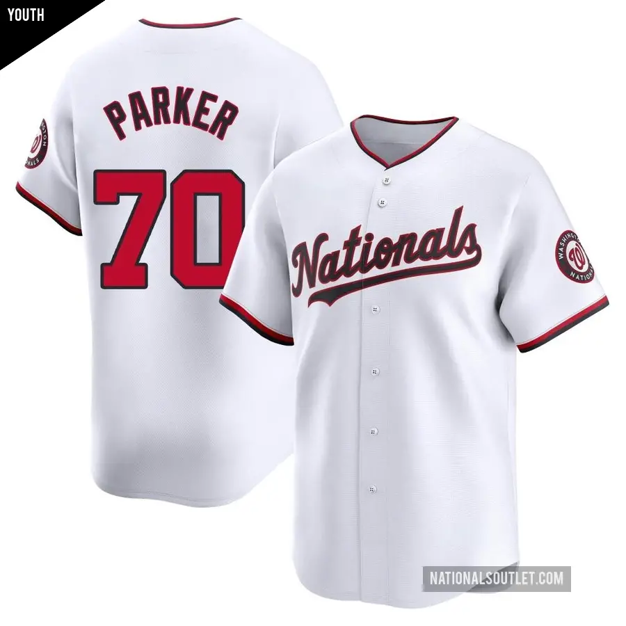 Youth Washington Nationals ＃70 Mitchell Parker Limited White Home Jersey